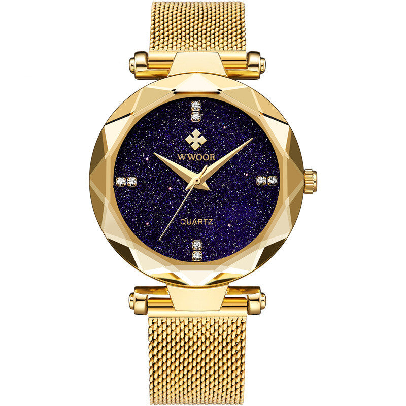 starry sky mesh quartz ladies watch, view 5 - MRSLM