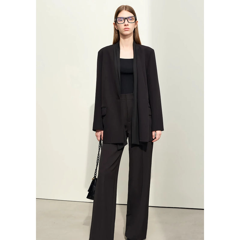 v-neck loose mid-length blazer, view 2 - MRSLM
