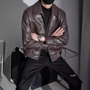 men's hooded motorcycle leather jacket, view 4 - MRSLM