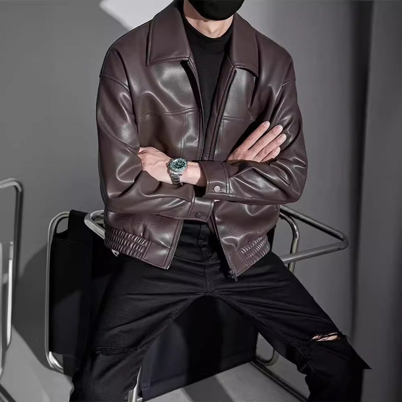 men's hooded motorcycle leather jacket, view 4 - MRSLM