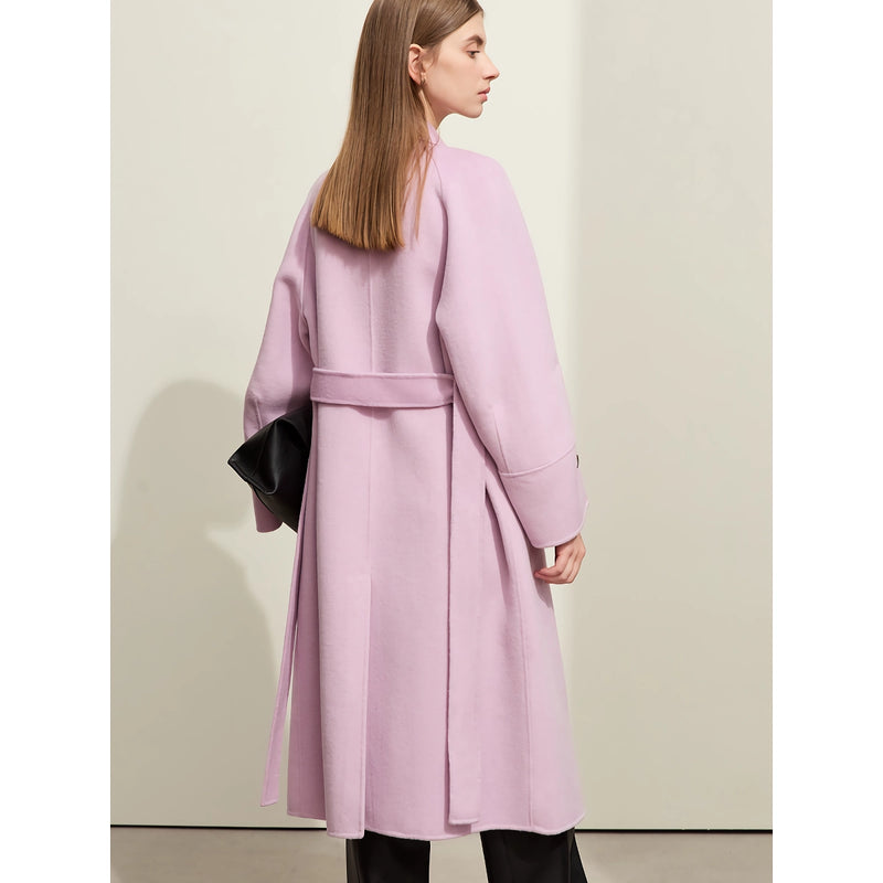 women's long wool coat with belt, view 7 - MRSLM