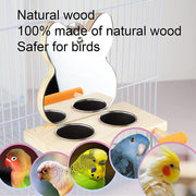 interactive parrot mirror with feeder cups, view 6 - MRSLM