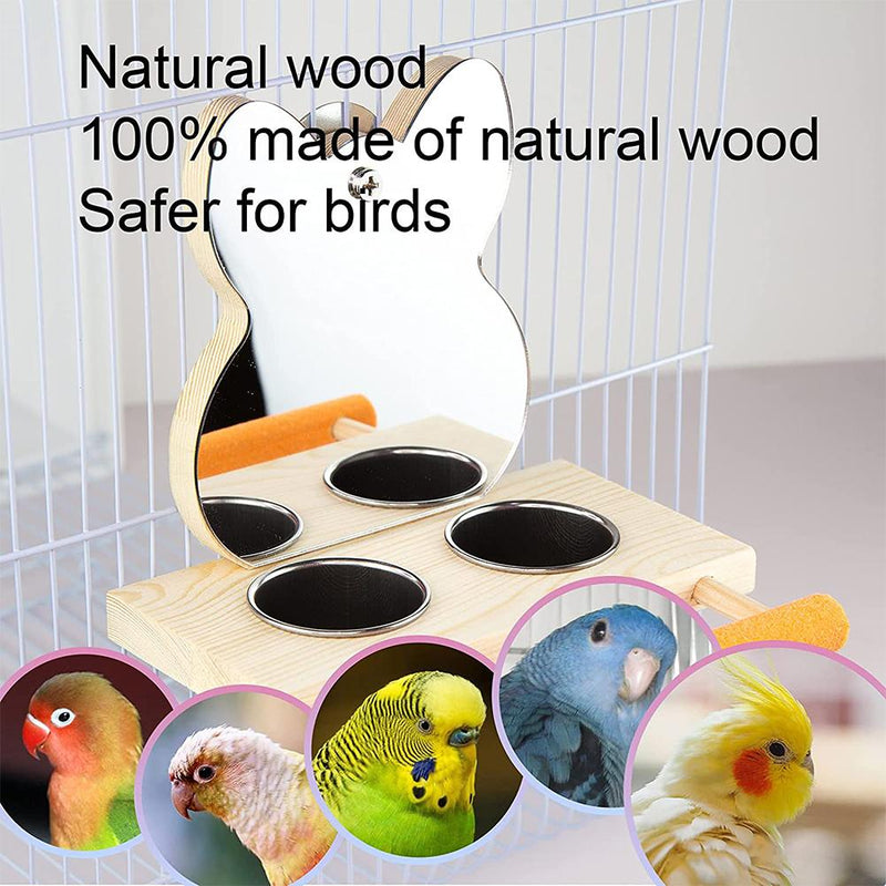 interactive parrot mirror with feeder cups, view 6 - MRSLM