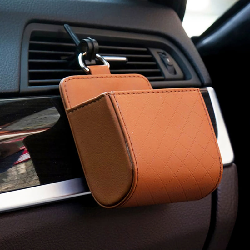 leather car air vent organizer, view 9 - MRSLM