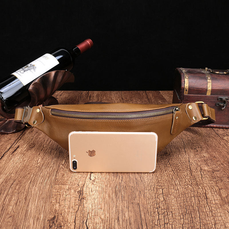 men's leather cell phone belt bag, view 3 - MRSLM