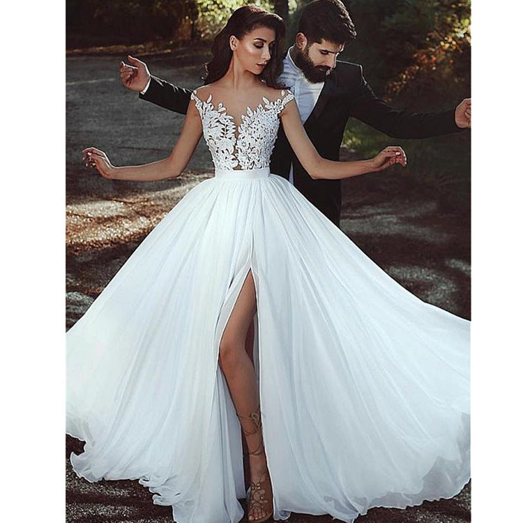 Elegant long lace banquet dress, view 4 - MRSLM