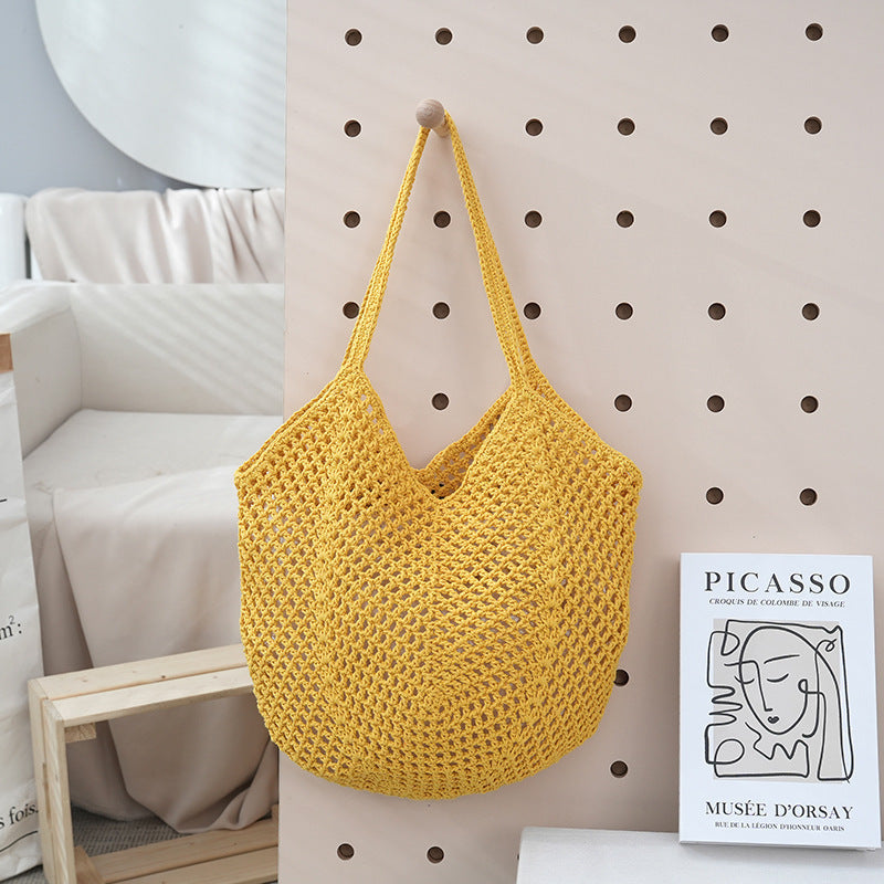 Hollow-out Knitted Tote Bag For Women