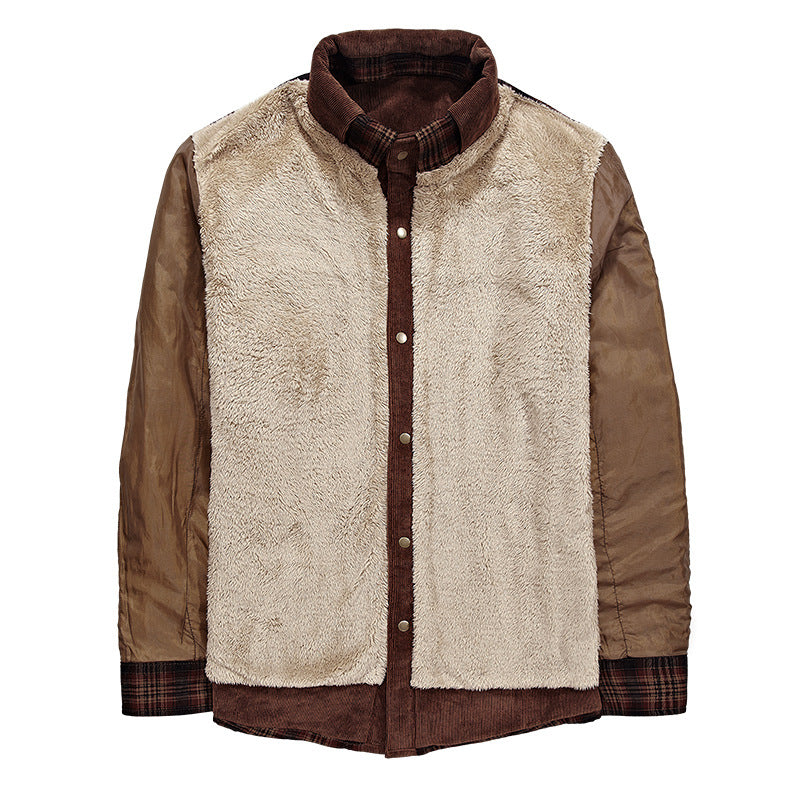 Men's fleece-lined cotton plaid jacket, view 7 - MRSLM
