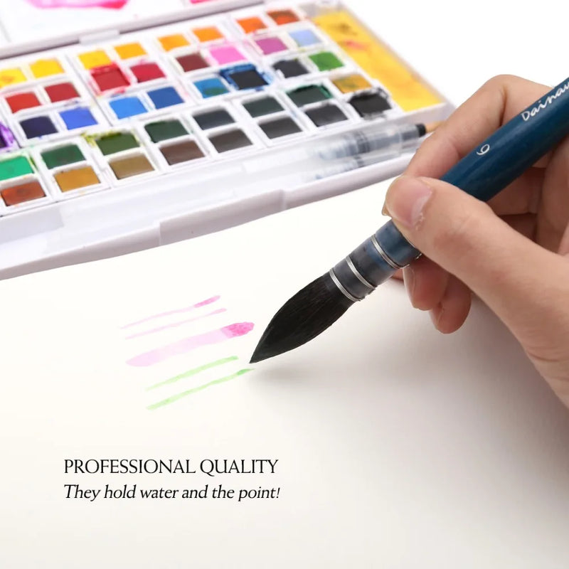 4-piece squirrel and horse hair watercolor brush set, view 5 - MRSLM