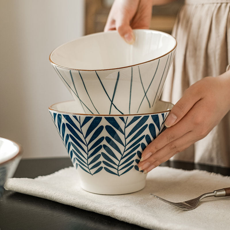 underglaze ceramic noodle bowl, view 3 - MRSLM