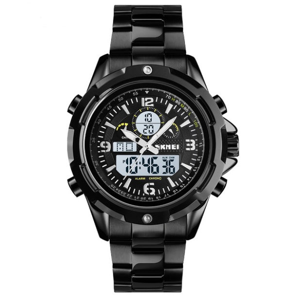 sports steel band dual display watch, view 5 - MRSLM