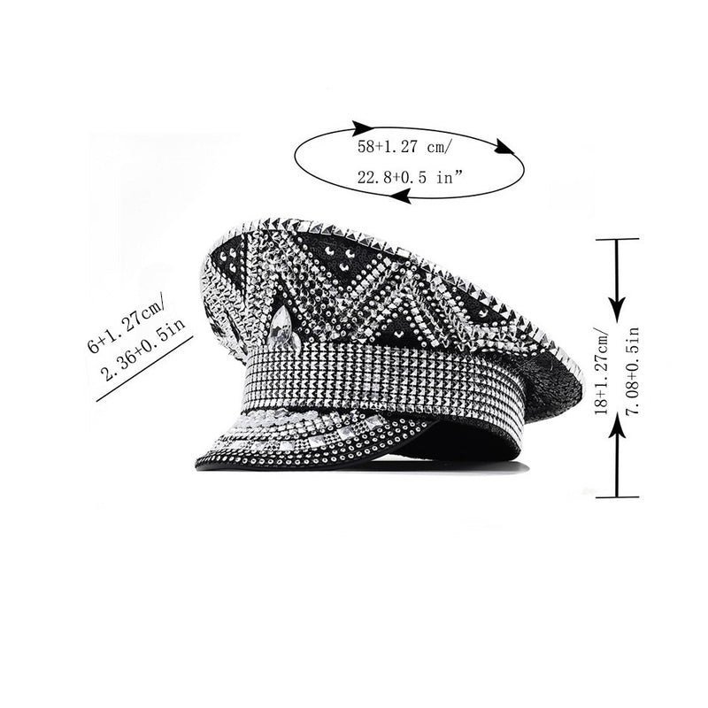 black paillette flat top party hat, view 3 - MRSLM