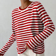 round neck knitted striped sweater, view 8 - MRSLM