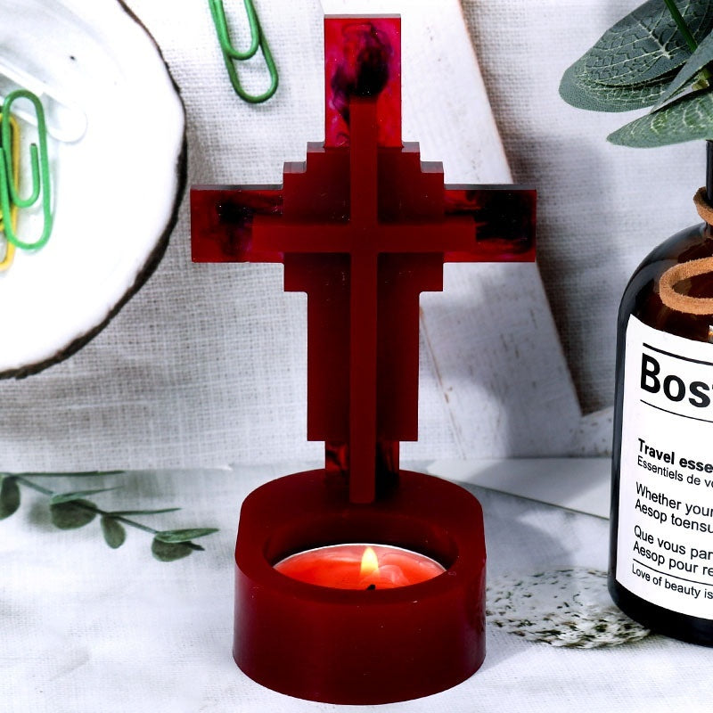 cross-shaped candle holder silicone mold, view 5 - MRSLM