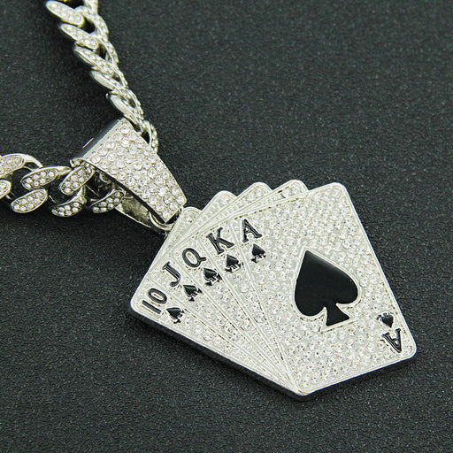 Men's poker pendant Cuban link necklace - MRSLM
