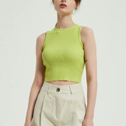 Sleeveless knitted crop top, view 6 - MRSLM