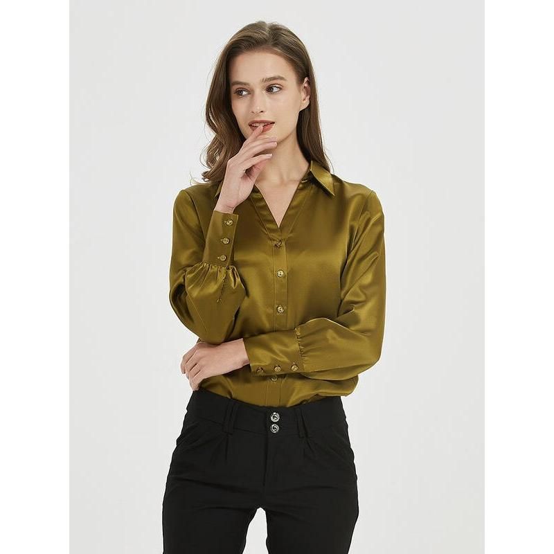 Chic Silk V-Neck Blouse for Women