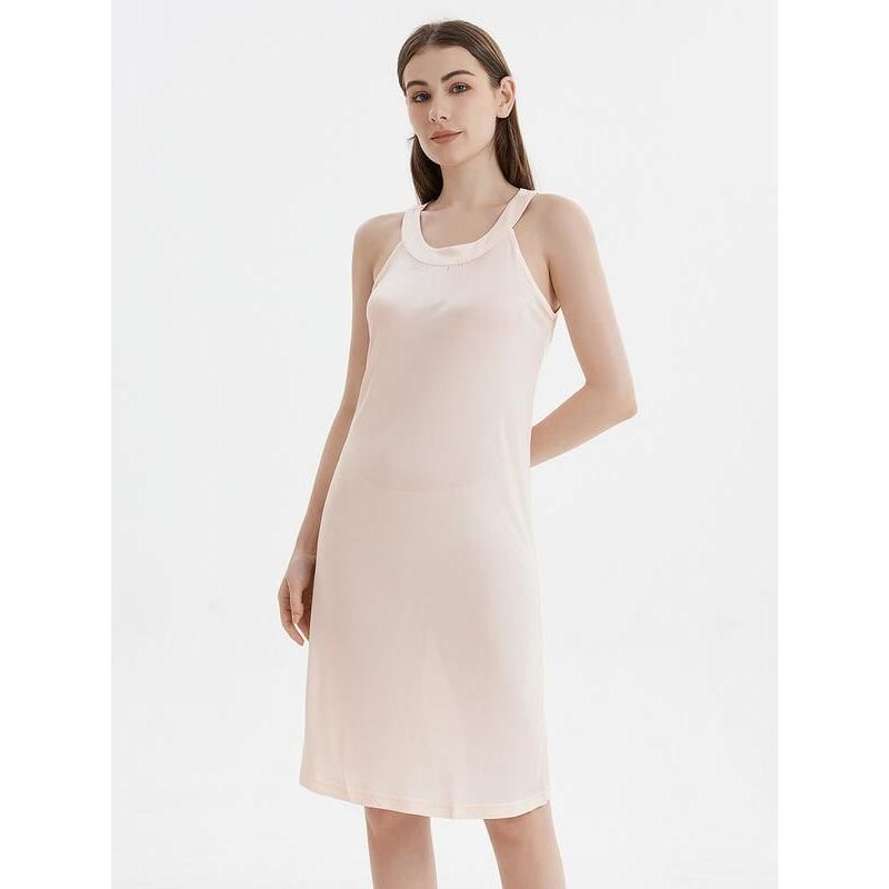 silk blend halterneck midi dress, view 18 - MRSLM