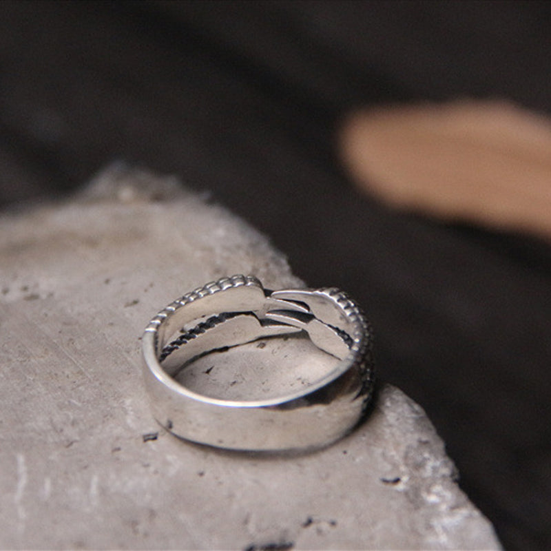 men's silver dragon claw ring, view 6 - MRSLM
