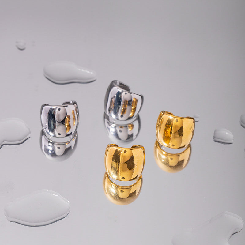 gold plated minimalist smooth ear clip, view 7 - MRSLM