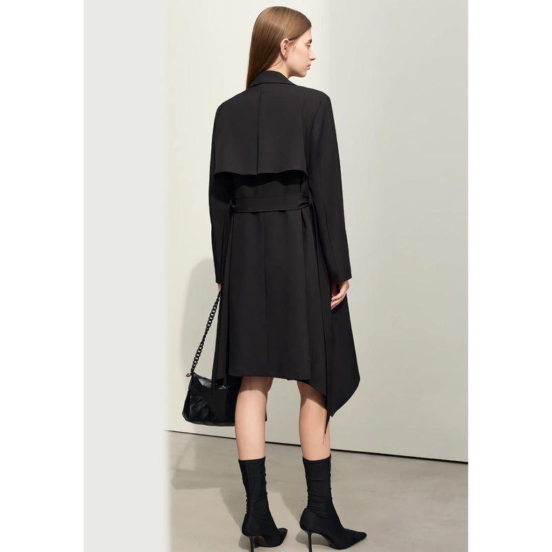 minimalist trench coat with belt, view 6 - MRSLM