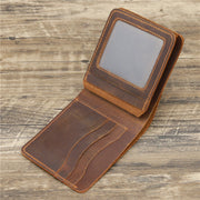 Men's crazy horse leather trifold wallet - MRSLM