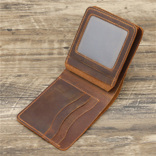 Men's crazy horse leather trifold wallet - MRSLM