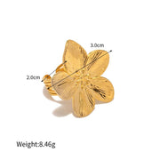 18K gold-plated open floral statement ring, view 7 - MRSLM