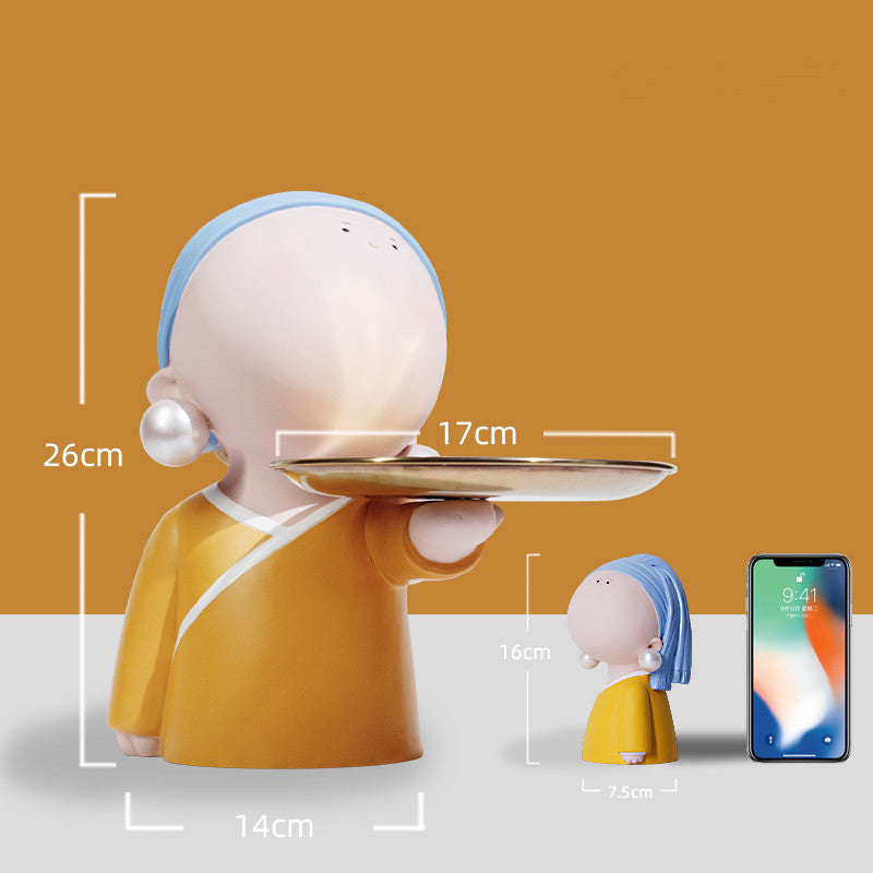 pearl earring girl art key tray, view 3 - MRSLM