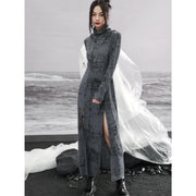 hooded high neck knit dress, view 4 - MRSLM