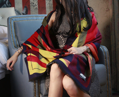 Plaid velvet scarf shawl, view 14 - MRSLM