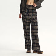women's wide-leg plaid suit pants, view 2 - MRSLM
