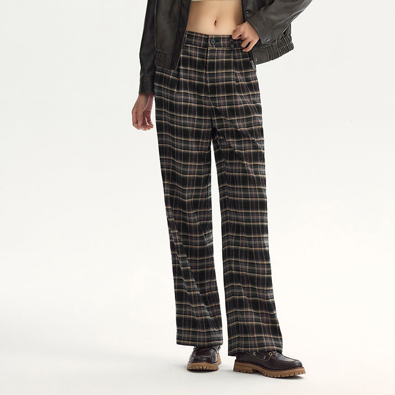 women's wide-leg plaid suit pants, view 2 - MRSLM