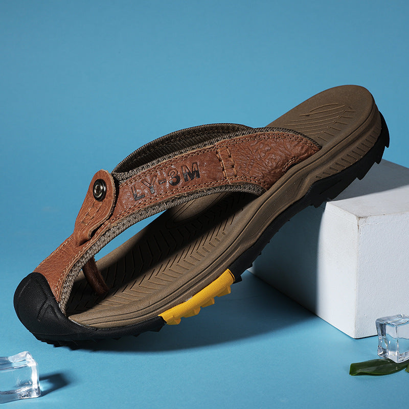 men's casual leather flip flops, view 8 - MRSLM