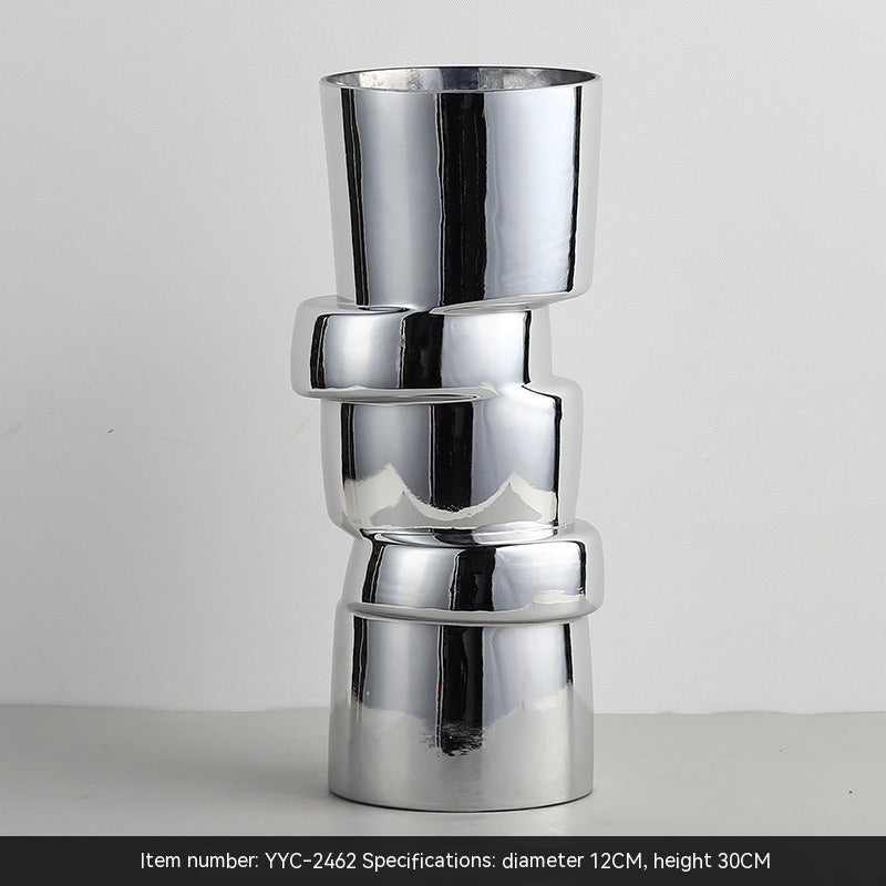 electroplated silver glass small vase, view 5 - MRSLM