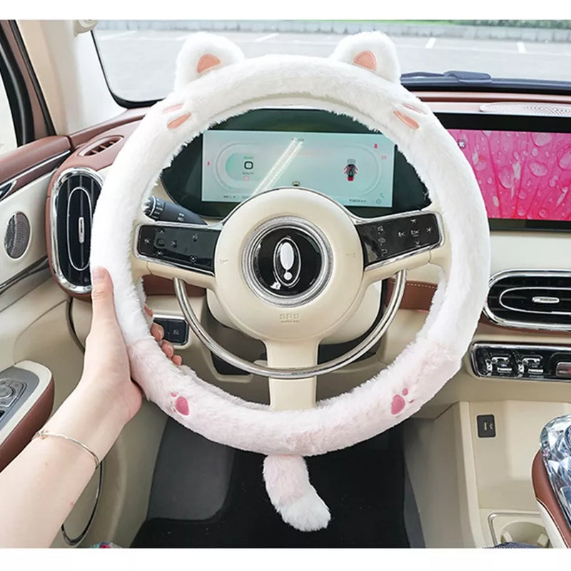 cute animal fluff steering wheel cover - MRSLM