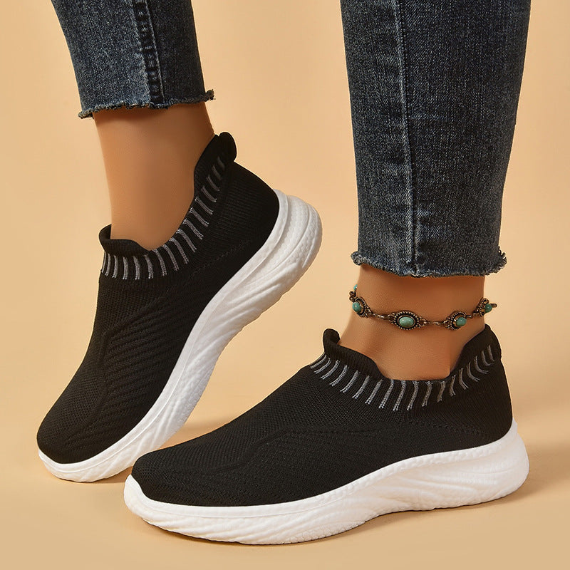Striped slip-on flat sneakers, view 3 - MRSLM