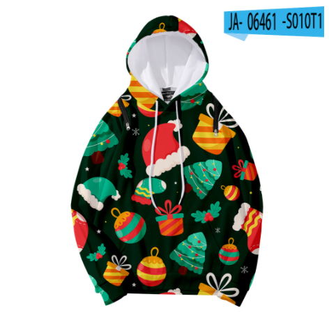 Christmas Element Printed Detachable Hooded Loose Women's Sweater