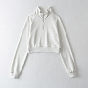 raglan sleeve stand collar half zip sweater, view 4 - MRSLM