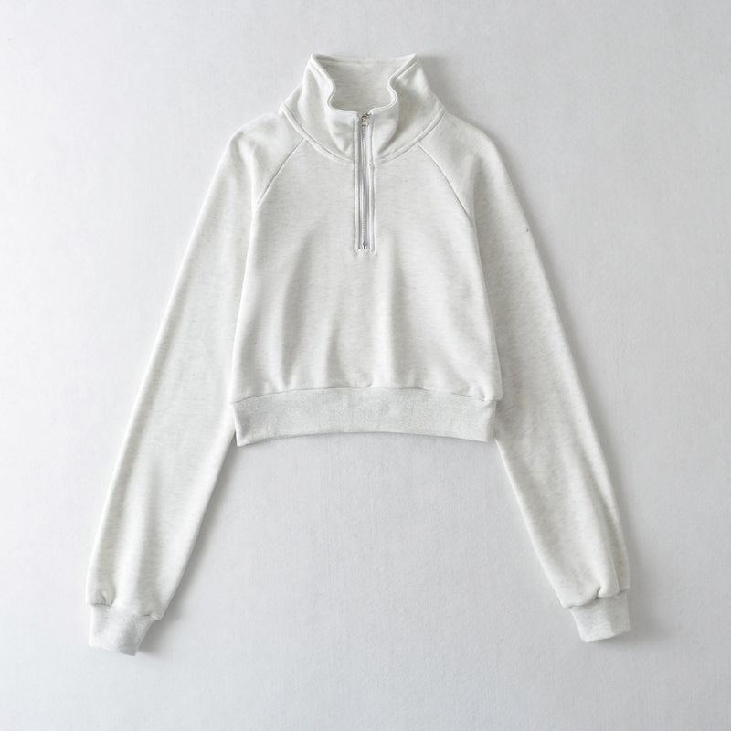 raglan sleeve stand collar half zip sweater, view 4 - MRSLM