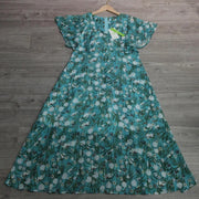 green printed short sleeve dress, view 3 - MRSLM