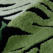 round green monstera leaf plush rug, view 7 - MRSLM