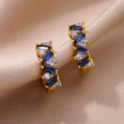 blue zircon hoop earrings, view 12 - MRSLM