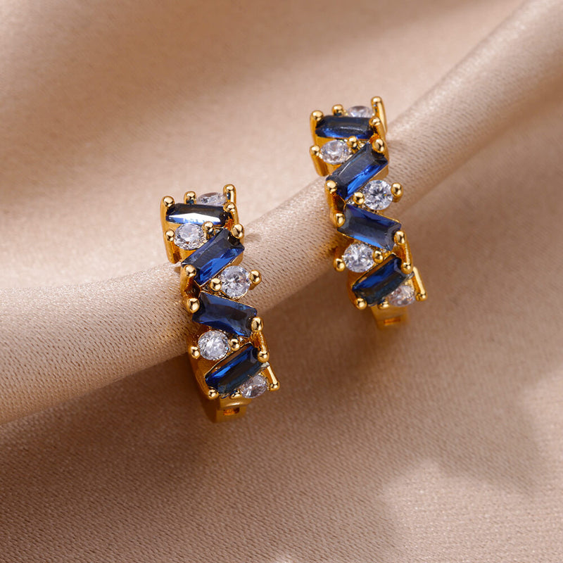blue zircon hoop earrings, view 12 - MRSLM