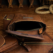 Men's oil waxed leather leg waist bag, view 2 - MRSLM