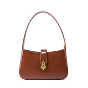wine red genuine leather half moon shoulder bag, view 3 - MRSLM