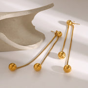 gold pvd stainless steel round ball stud earrings, view 7 - MRSLM