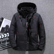 men's white duck down hooded jacket, view 4 - MRSLM