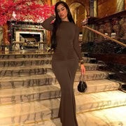long sleeve pleated dress, view 8 - MRSLM