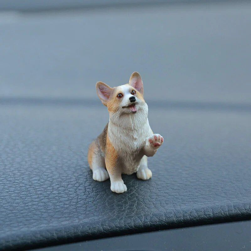 Cute Corgi Dashboard Ornament - Mini Resin Puppy Car Decor